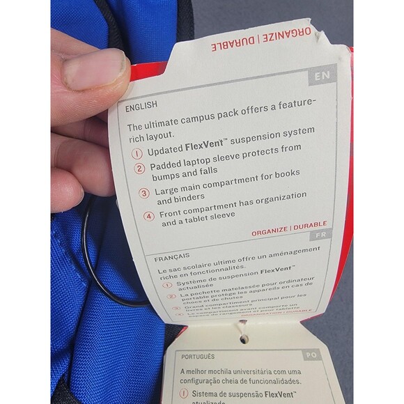 North Face Connector Backpack Blue Black 26.5L Laptop Sleeve FlexVent New Tags - Picture 7 of 14